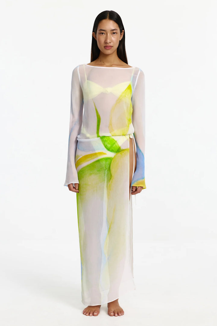 Milou Long Sleeve Dress in Seaglass Print