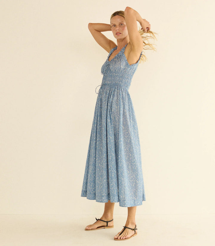 Emmaretta Dress in Blue Garden Bloom