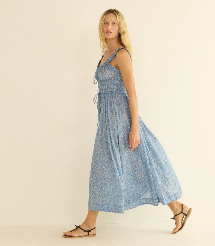 Emmaretta Dress in Blue Garden Bloom