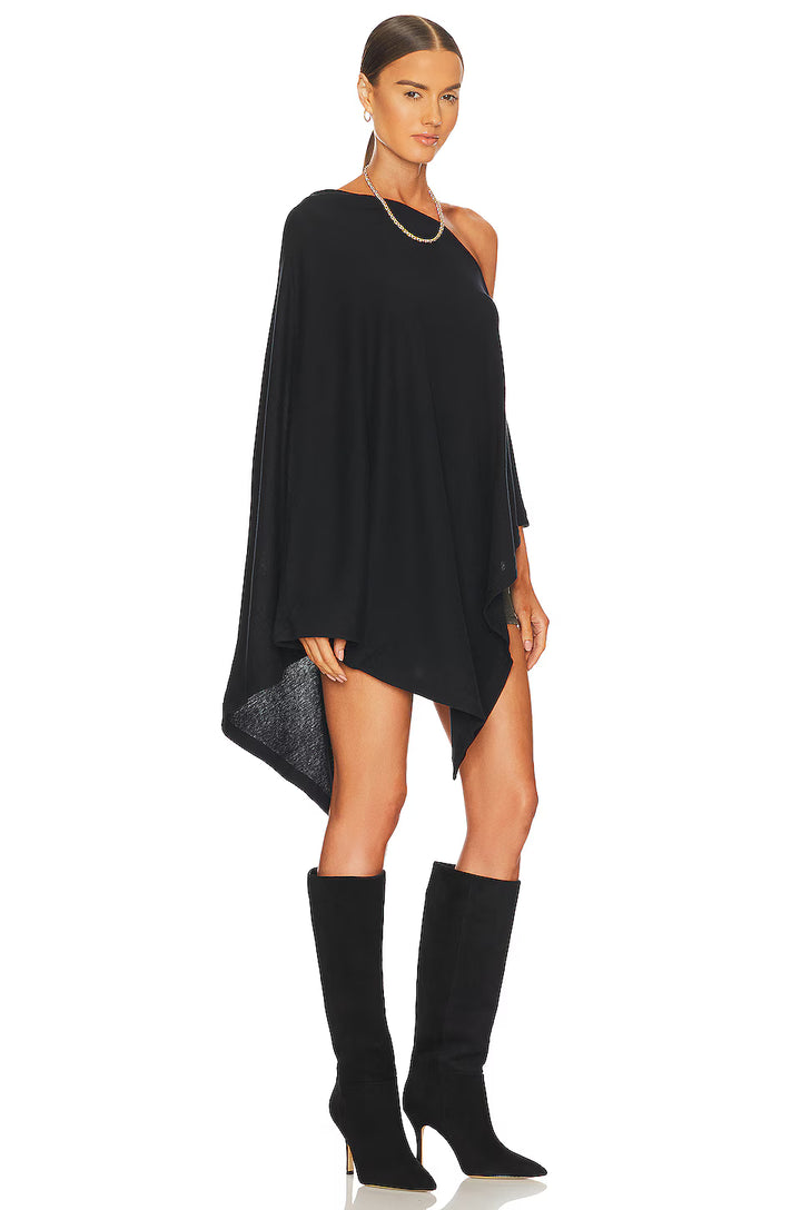 Tissue Cashmere Poncho in Black