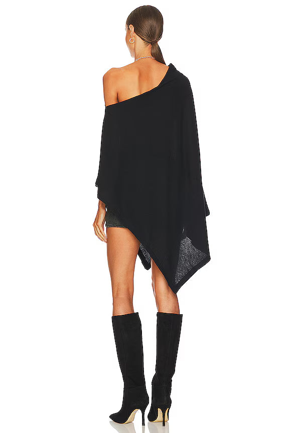 Tissue Cashmere Poncho in Black
