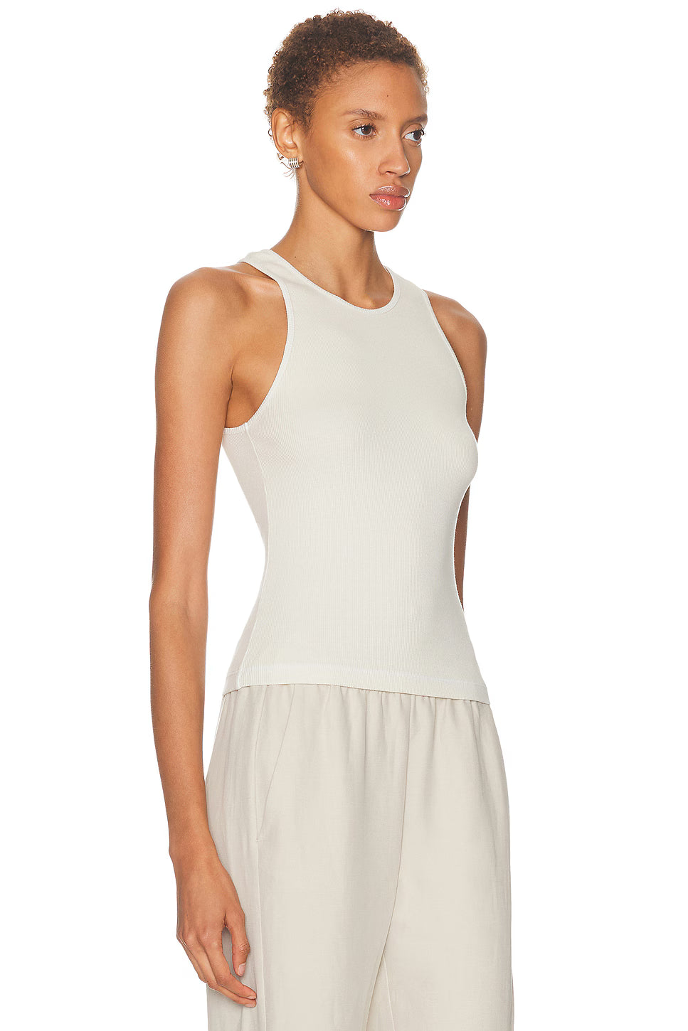 Cotton Rib Boy Tank in Champagne