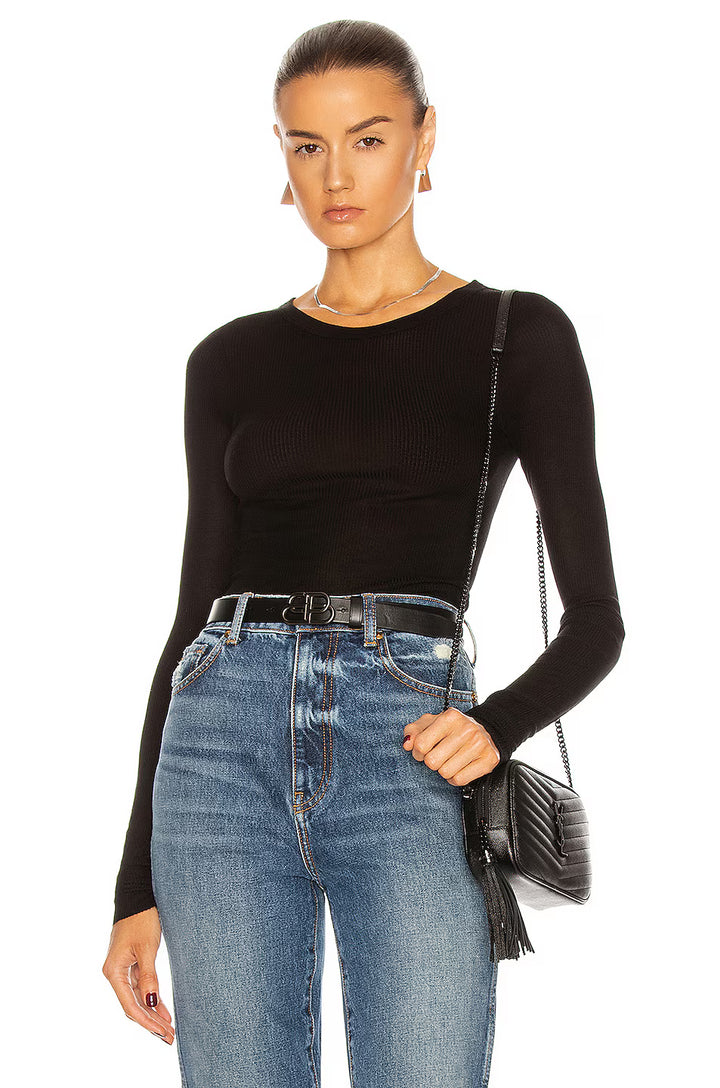 Ribbed Crew Neck in Black