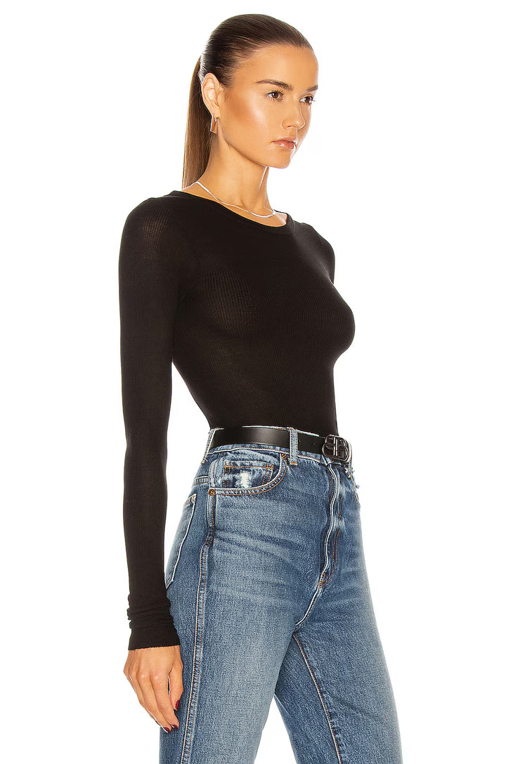 Ribbed Crew Neck in Black
