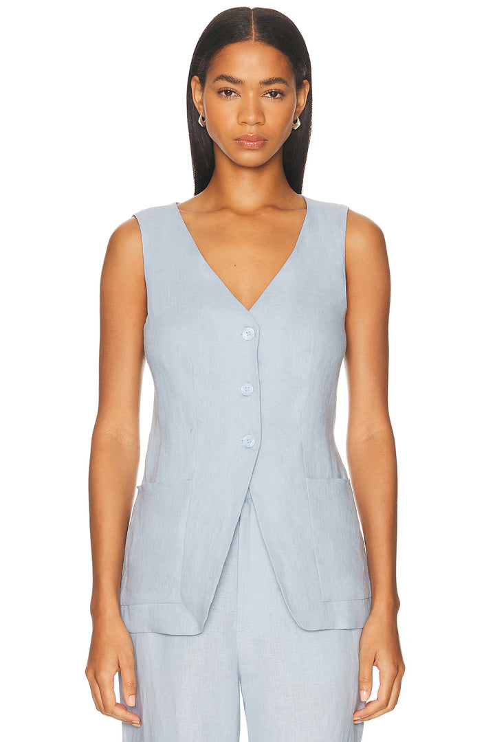 Linen Tunic Vest in Sky