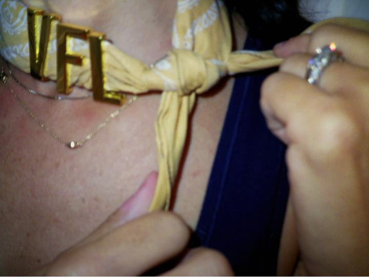 Gold Large Letter Bandana Slides