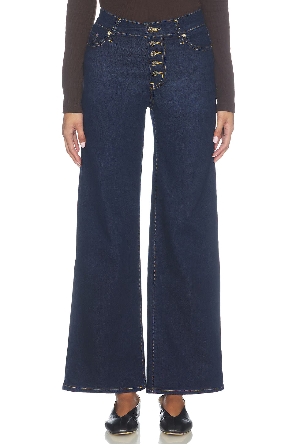Le Slim Palazzo Exposed Button Jeans