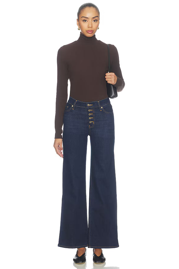Le Slim Palazzo Exposed Button Jeans