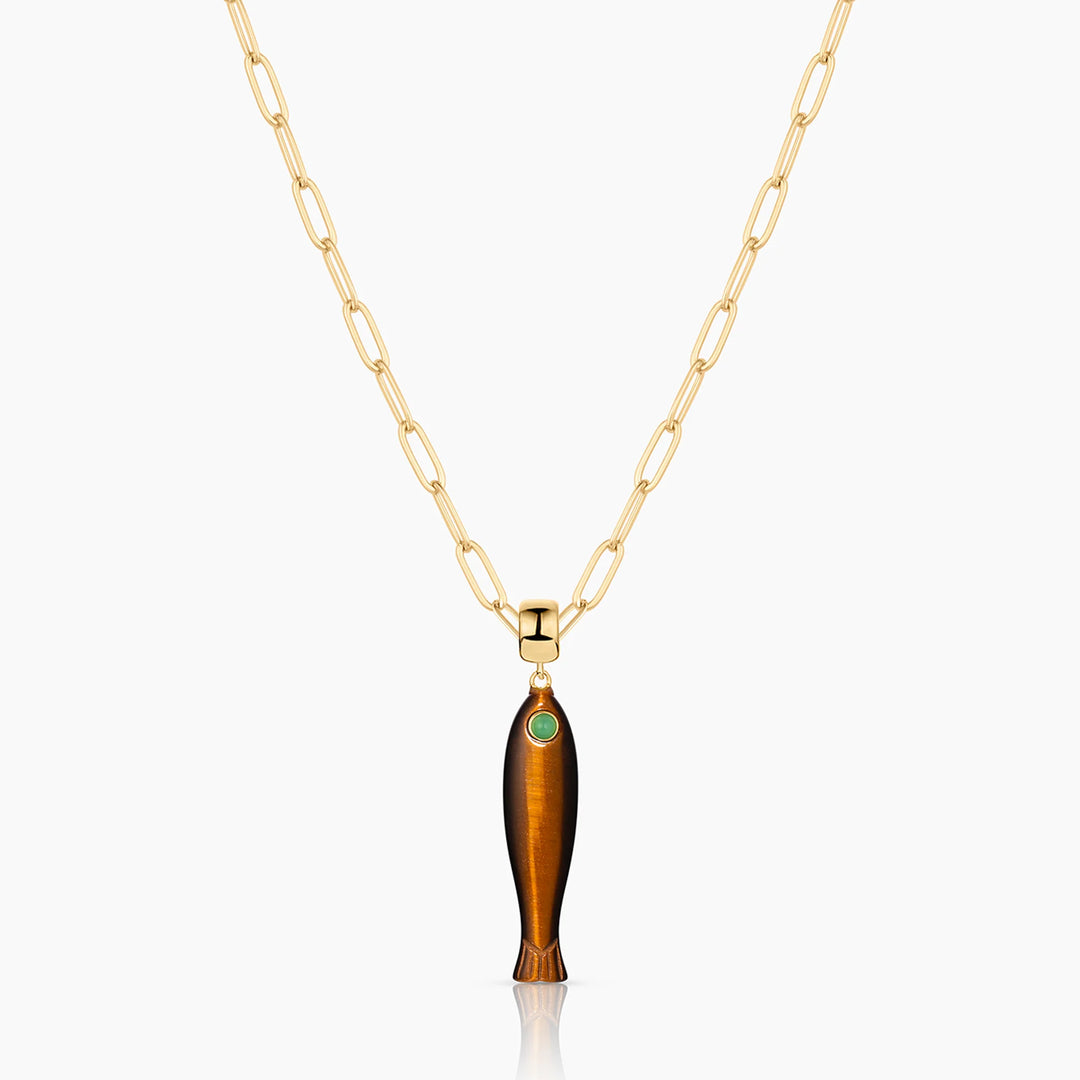 Fortuna Tiger’s Eye Fish Bail Charm