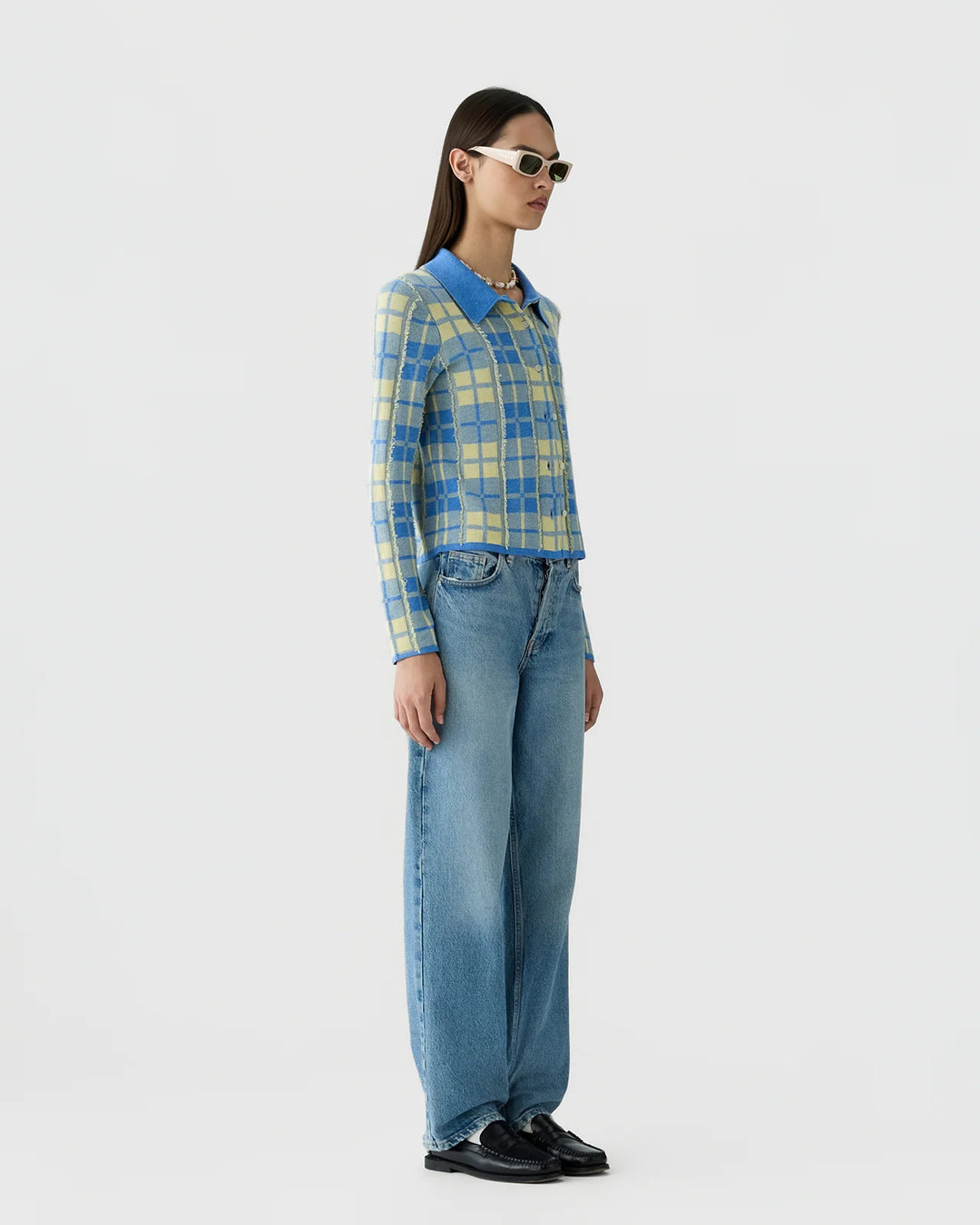 Plaid Elle Shirt in Delft Blue/Butter