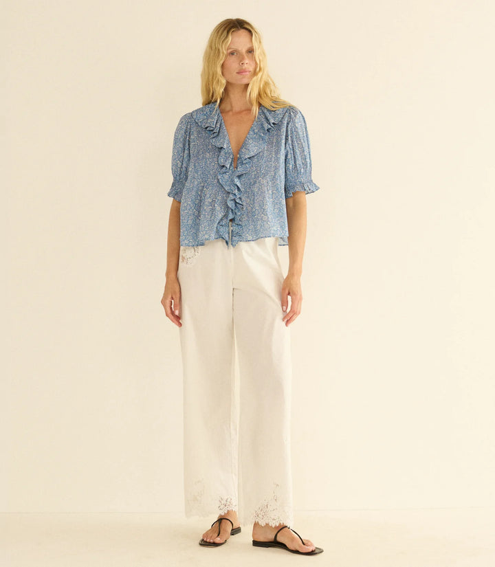 Henri Top in Blue Garden Bloom