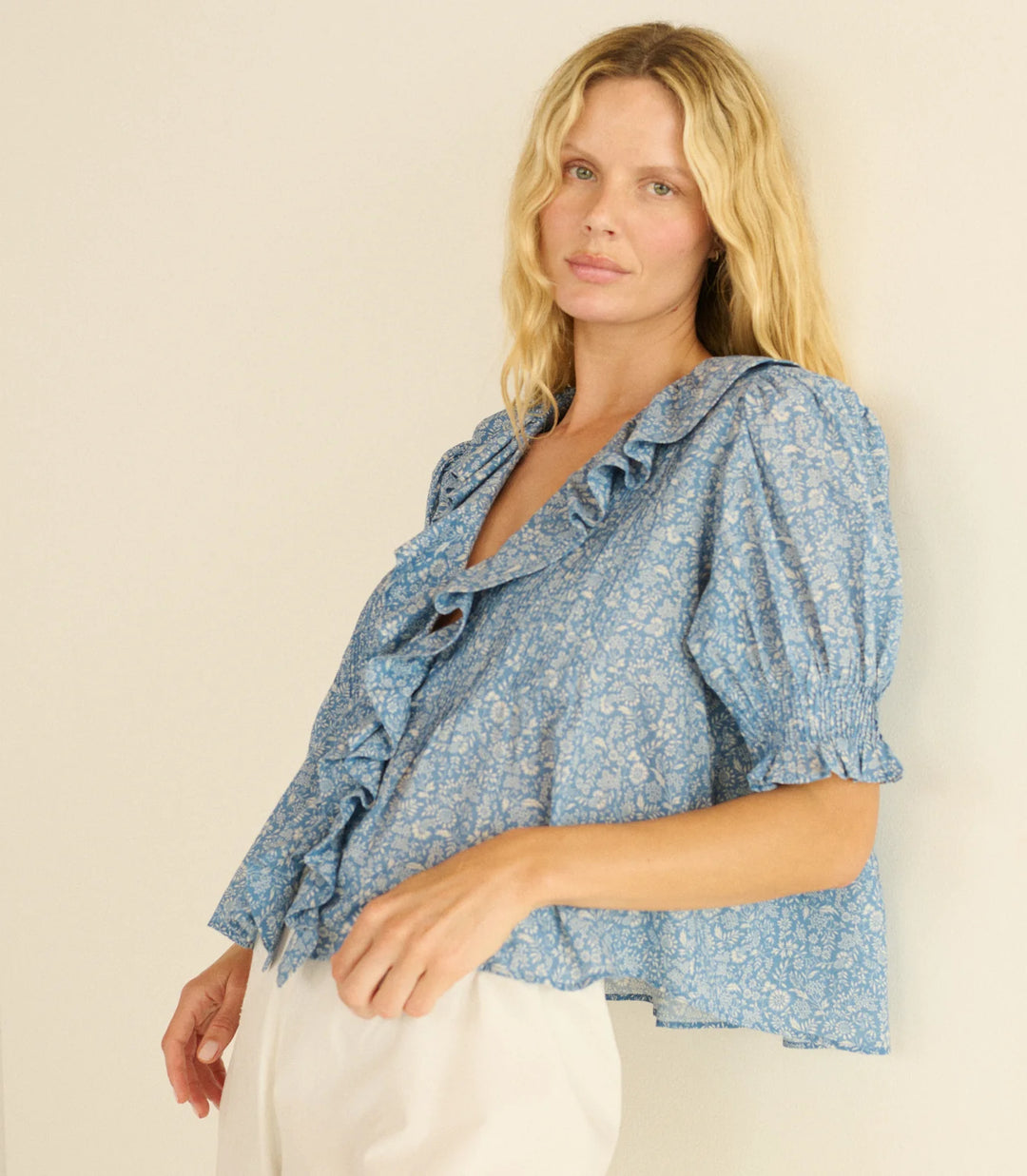Henri Top in Blue Garden Bloom