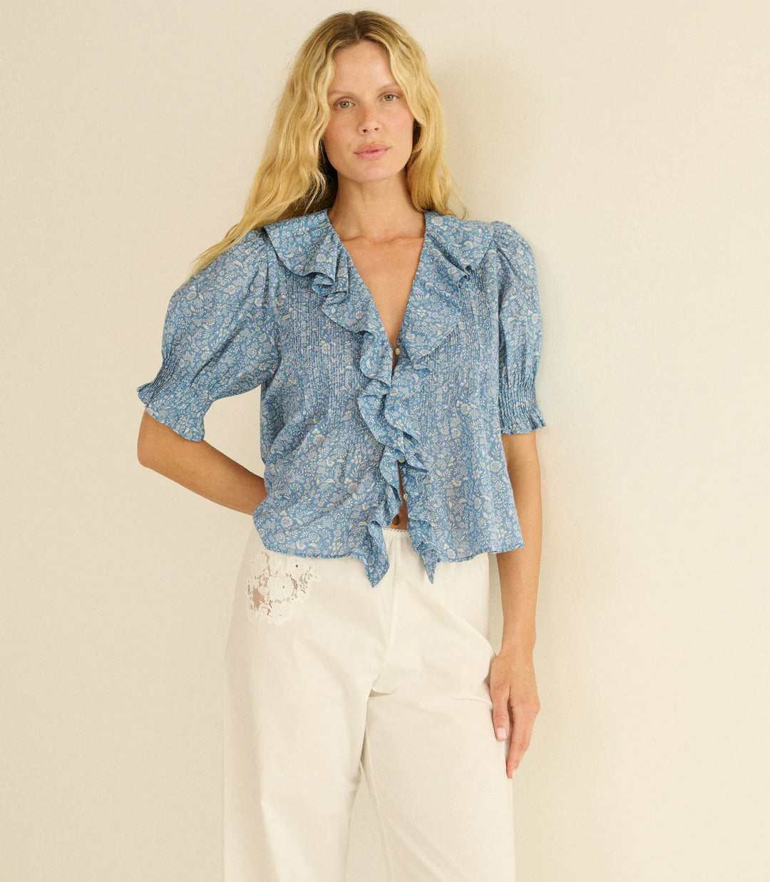 Henri Top in Blue Garden Bloom