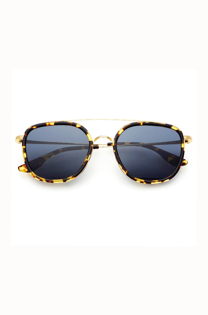 Weston Acetate Round Unisex Sunglasses: Yellow Tortoise / Gray