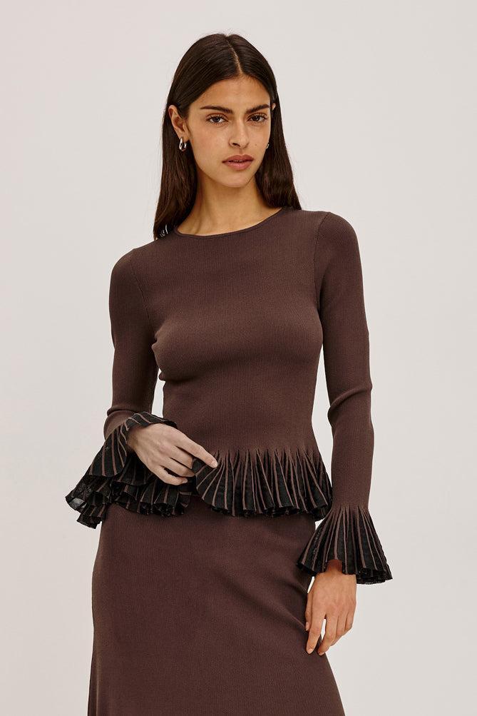 Nora Pleated Trim Top