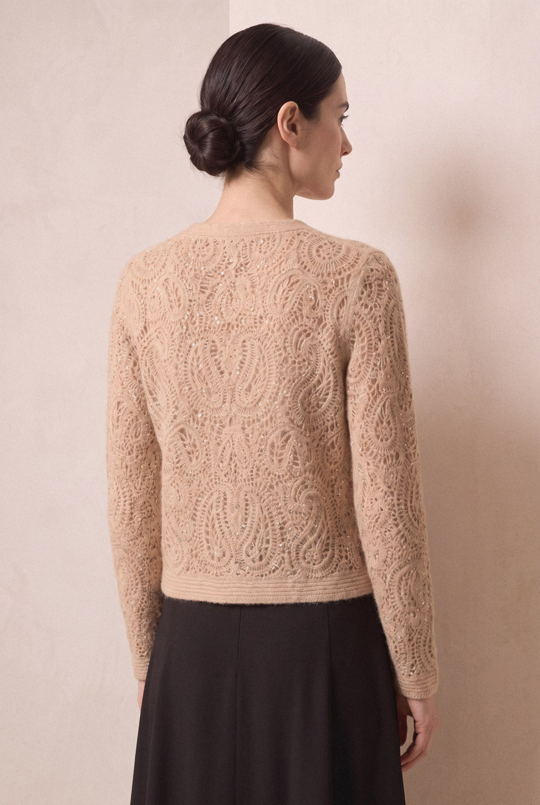 Crochet Paisley Cardigan in Oatmeal