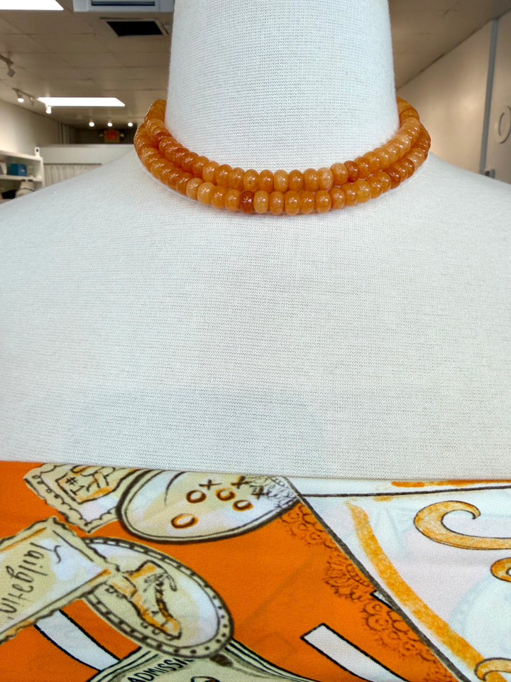 Lilly Gemstone Bead Necklace opals/jade in Soft orange