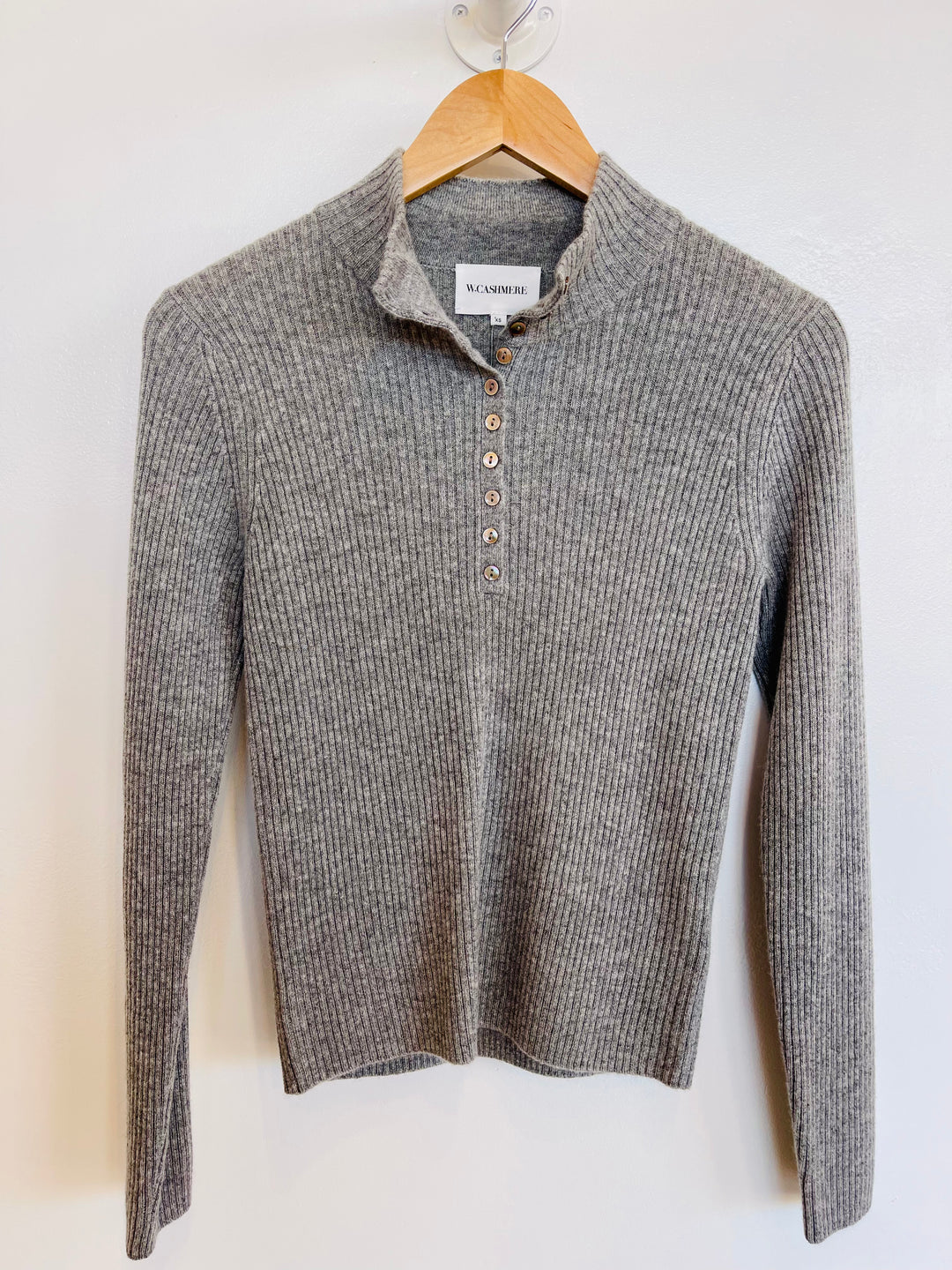 W. Cashmere Circe Half Button Mock Neck