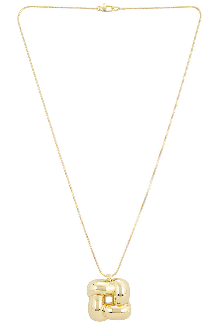 Woven Square Pendant Necklace in Gold