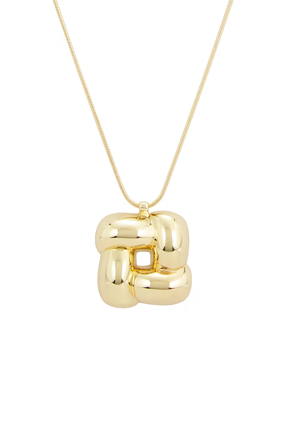 Woven Square Pendant Necklace in Gold