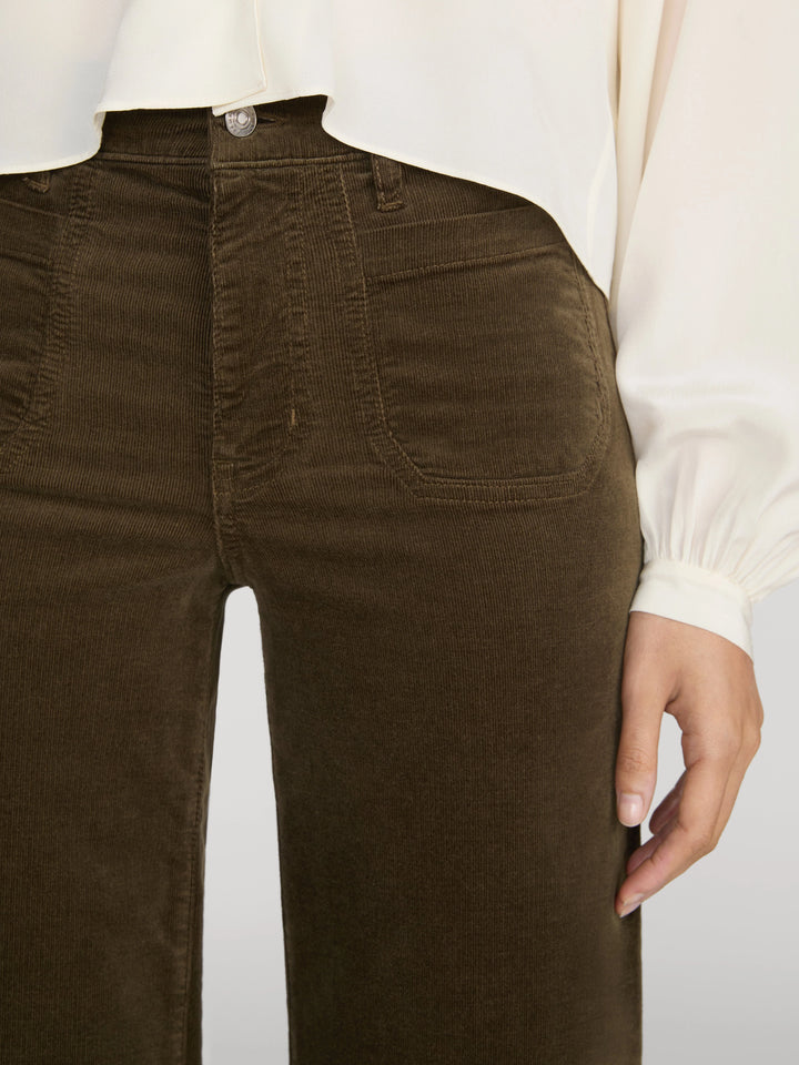 Le Slim Palazzo Modernist Pocket Corduroy in Rich Military