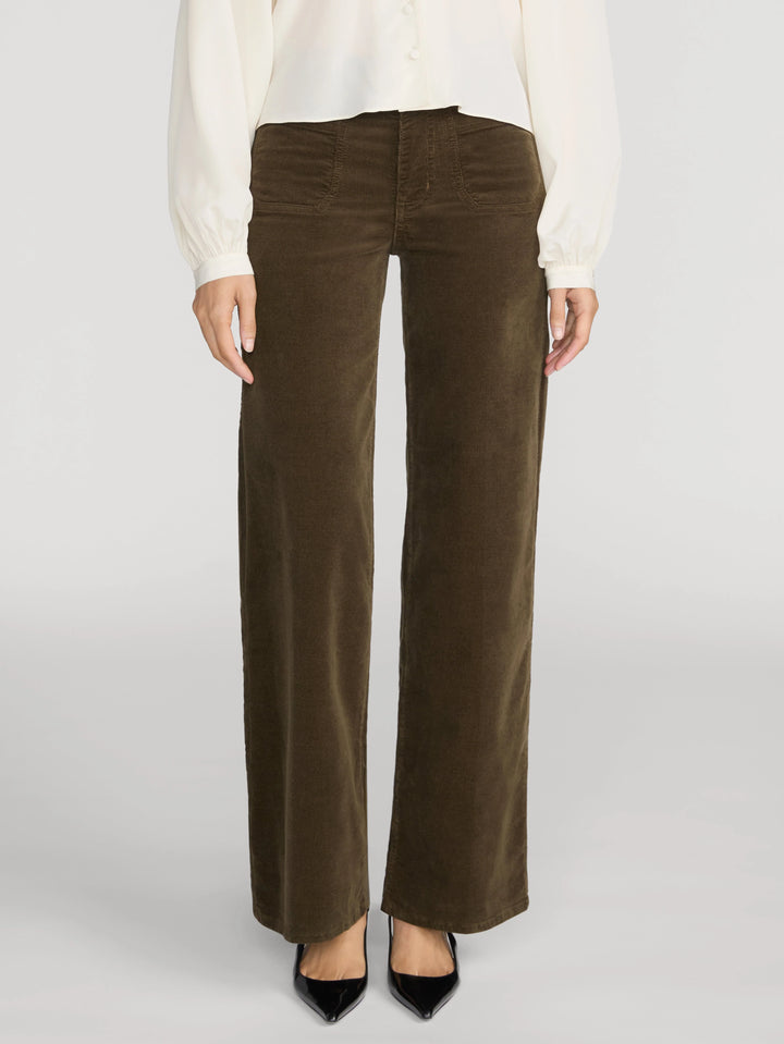 Le Slim Palazzo Modernist Pocket Corduroy in Rich Military