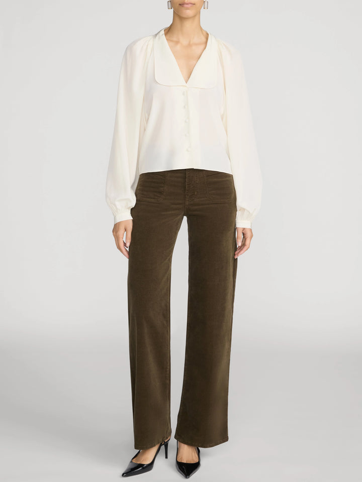 Le Slim Palazzo Modernist Pocket Corduroy in Rich Military