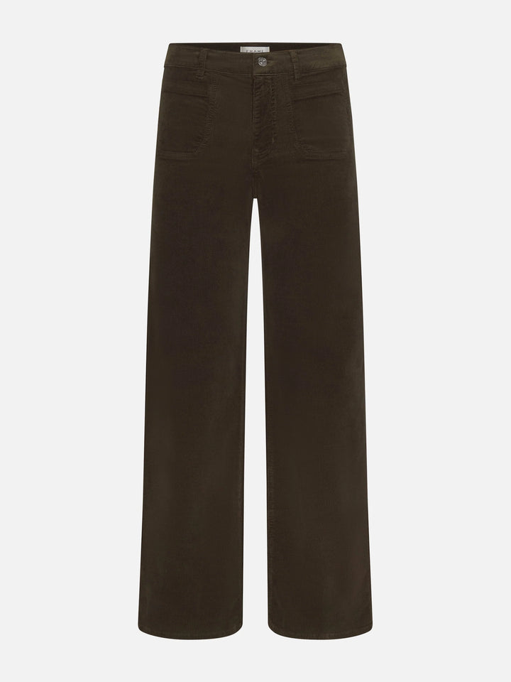 Le Slim Palazzo Modernist Pocket Corduroy in Rich Military