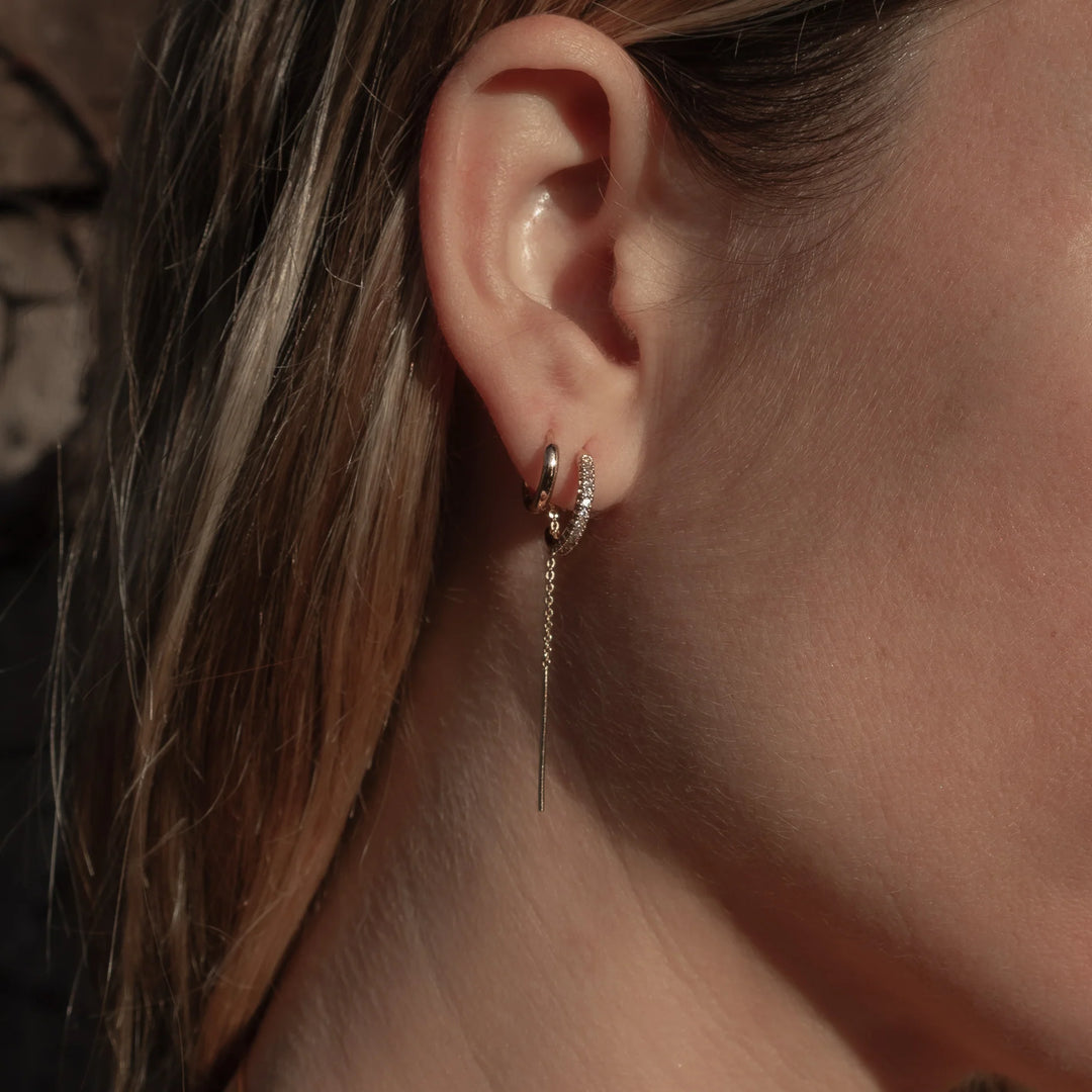 Lila Pavé Threader Earrings