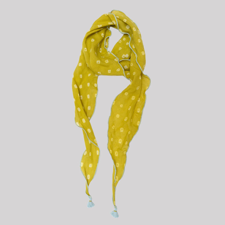 Bandhani Tie Dye Scarf in Lemon