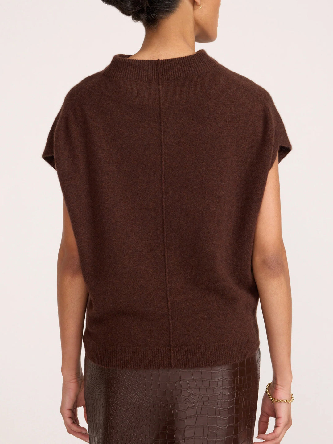 The Morten Funnel Neck Cashmere Top in Java Mélange