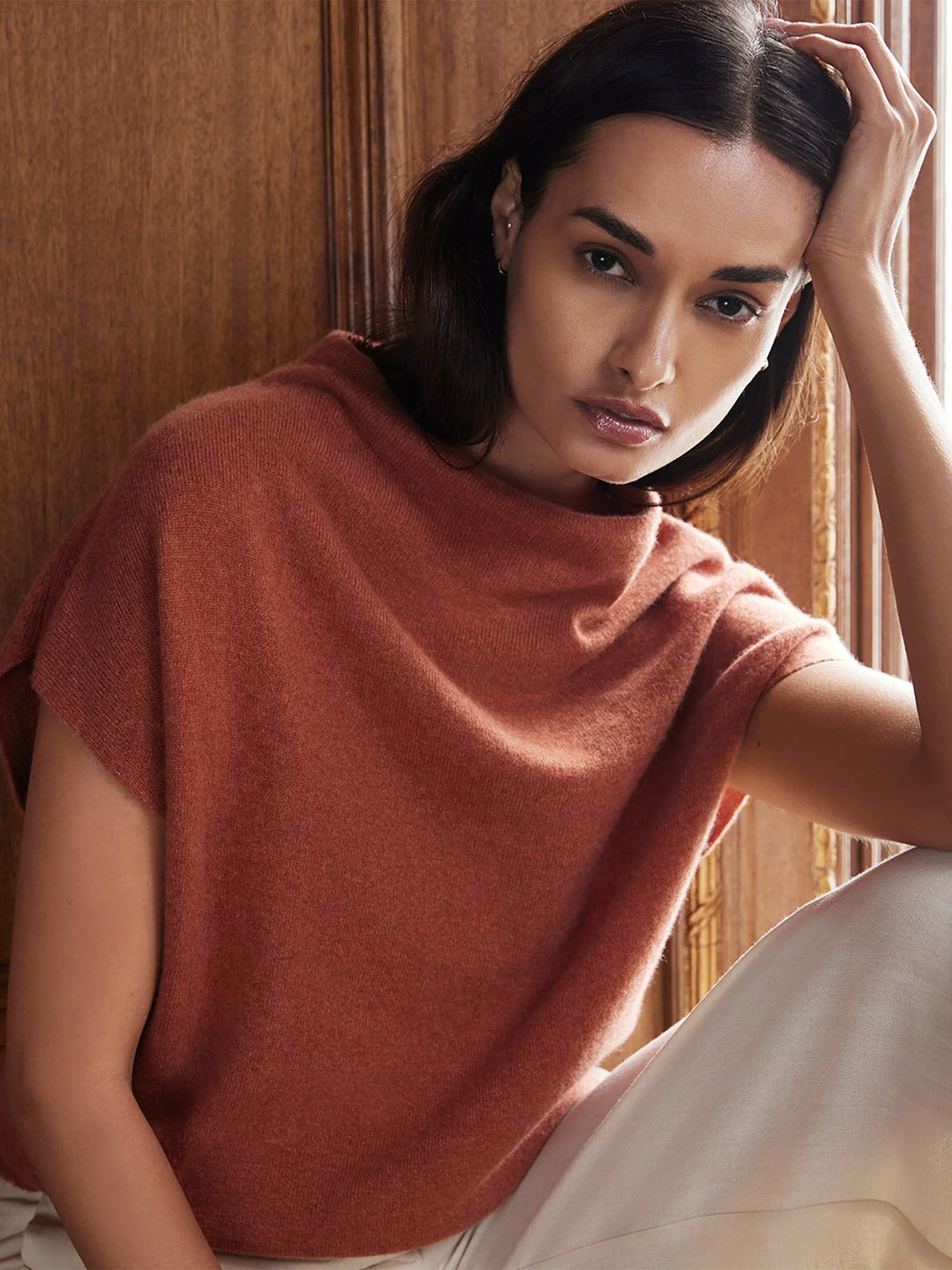 Morten Cashmere Funnel Neck in Canyon Orange