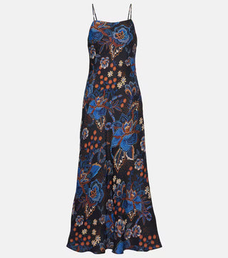 Black Snakes Bouquet Lenzing Ecovero Slip Maxi Dress
