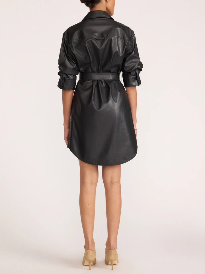 The Pia Vegan Leather Dress in Black Onyx