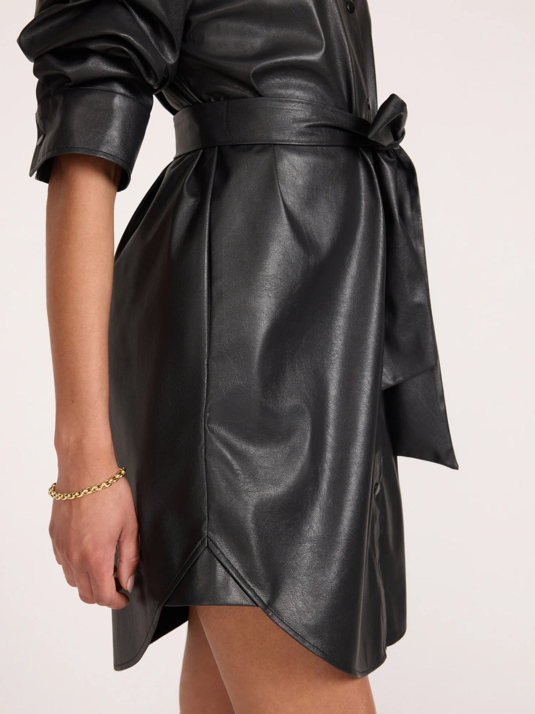 The Pia Vegan Leather Dress in Black Onyx