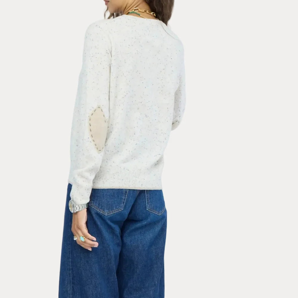 Patchwork Pullover Sweater in Natural