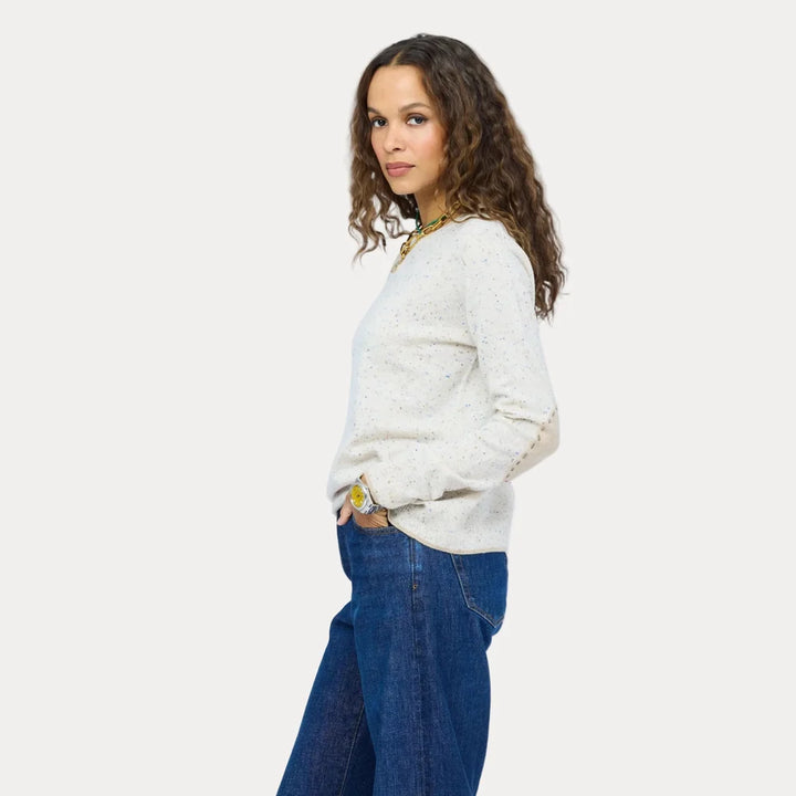 Patchwork Pullover Sweater in Natural