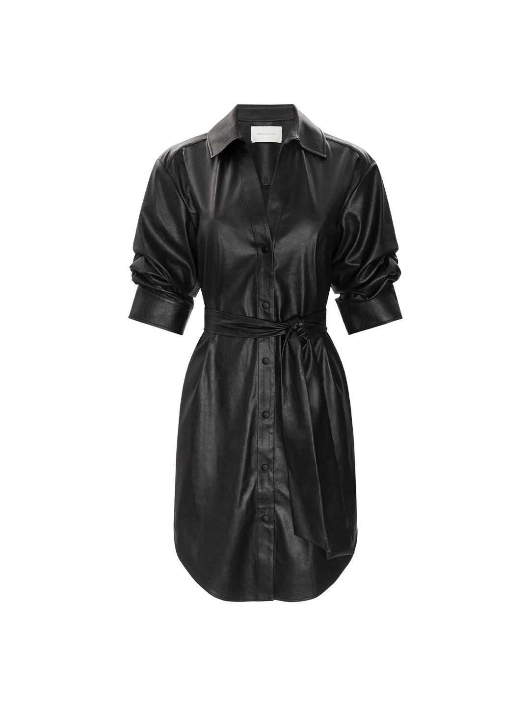 The Pia Vegan Leather Dress in Black Onyx