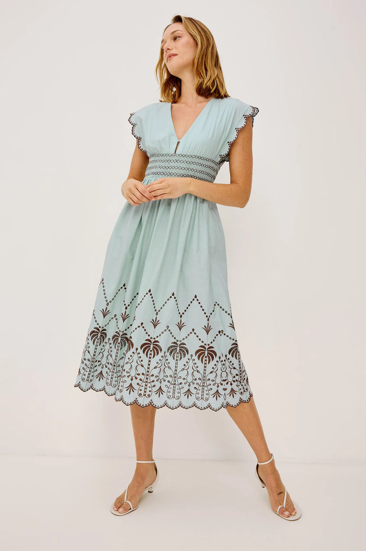 Roxanne Dress in Ocean Palms Embroidery