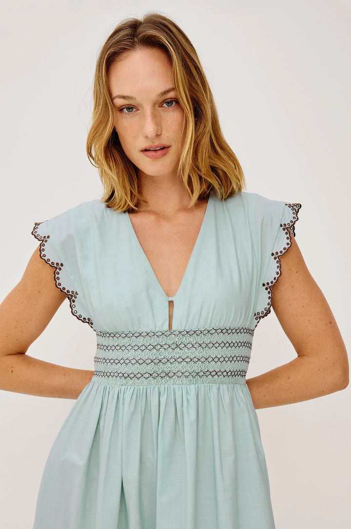 Roxanne Dress in Ocean Palms Embroidery