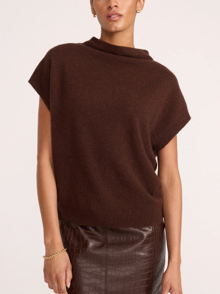 The Morten Funnel Neck Cashmere Top in Java Mélange