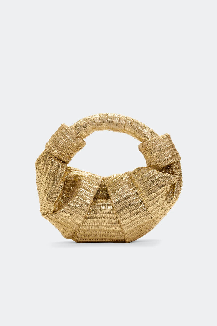 Metallic Raffia Lopsy Bag in Gold