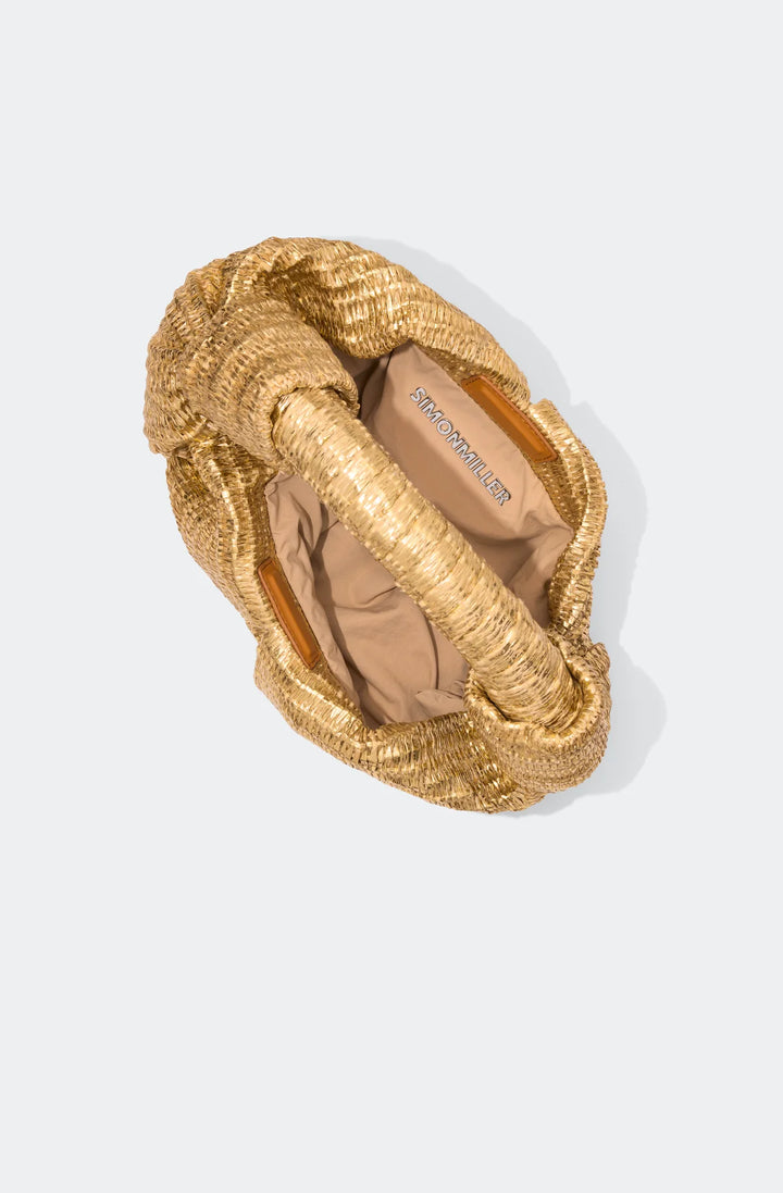 Metallic Raffia Lopsy Bag in Gold
