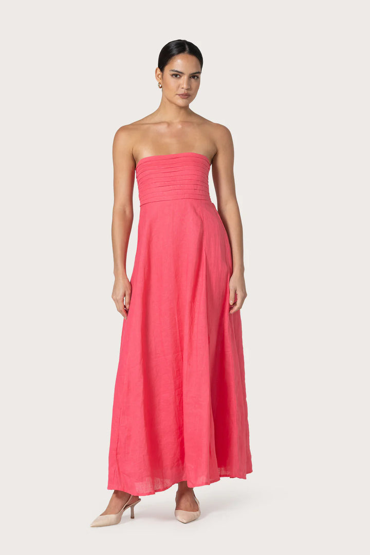 Talia Linen Maxi Dress - Rasberry
