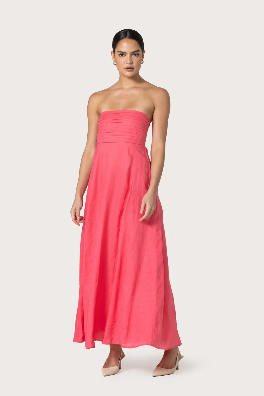 Talia Linen Maxi Dress - Rasberry