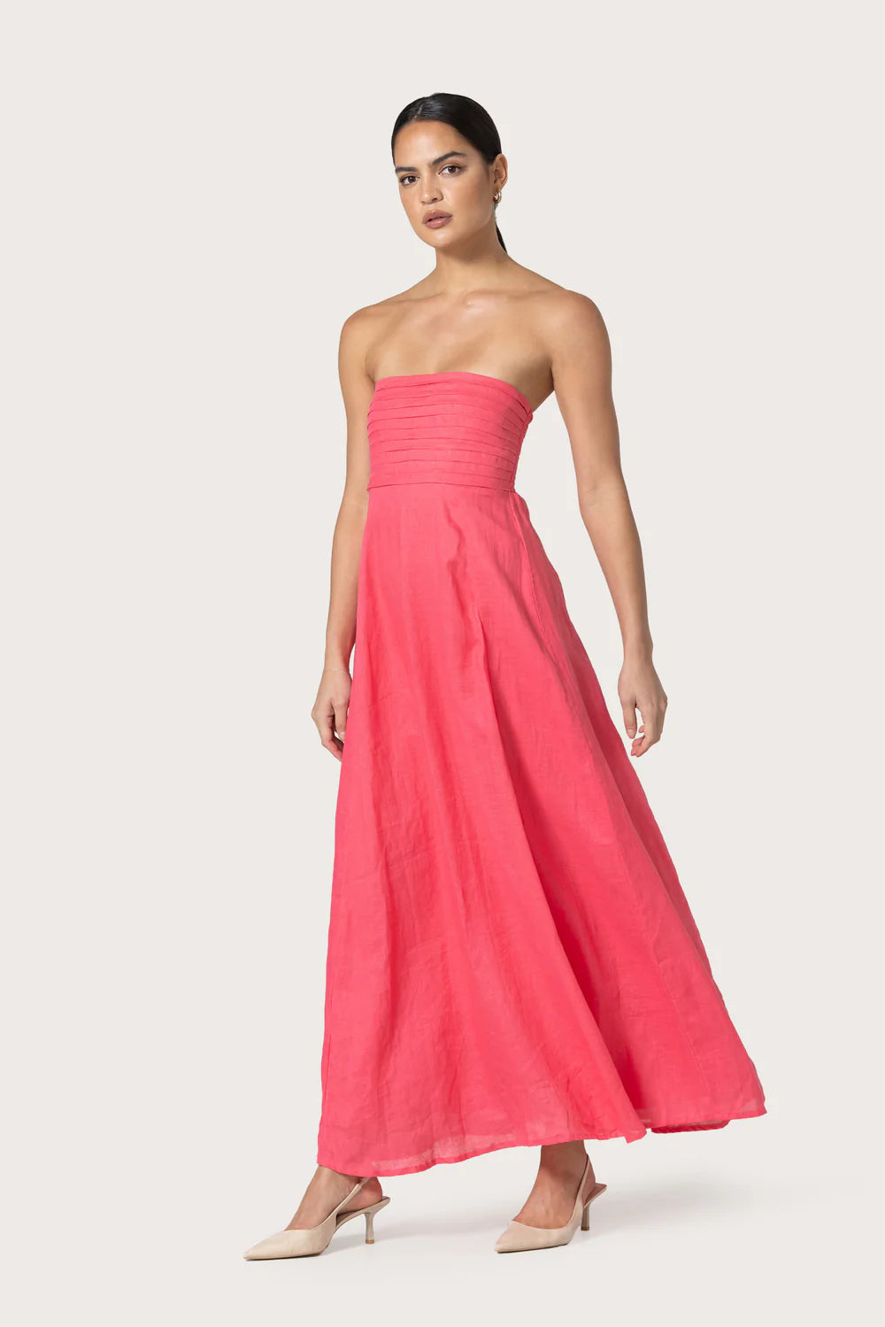 Talia Linen Maxi Dress - Rasberry