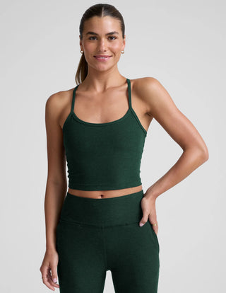 SPACEDYE SLIM RACERBACK CROPPED TANK Dark Heather Spruce