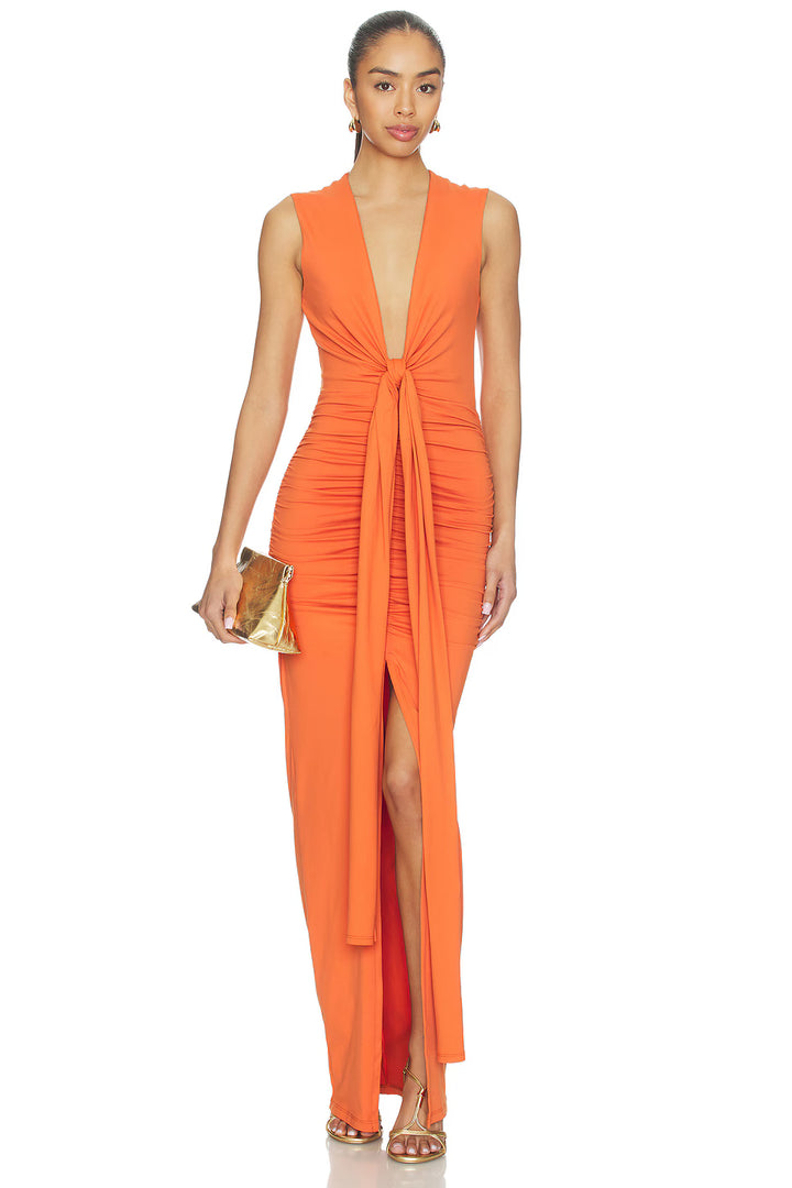 Tie Front Dress in Apricot