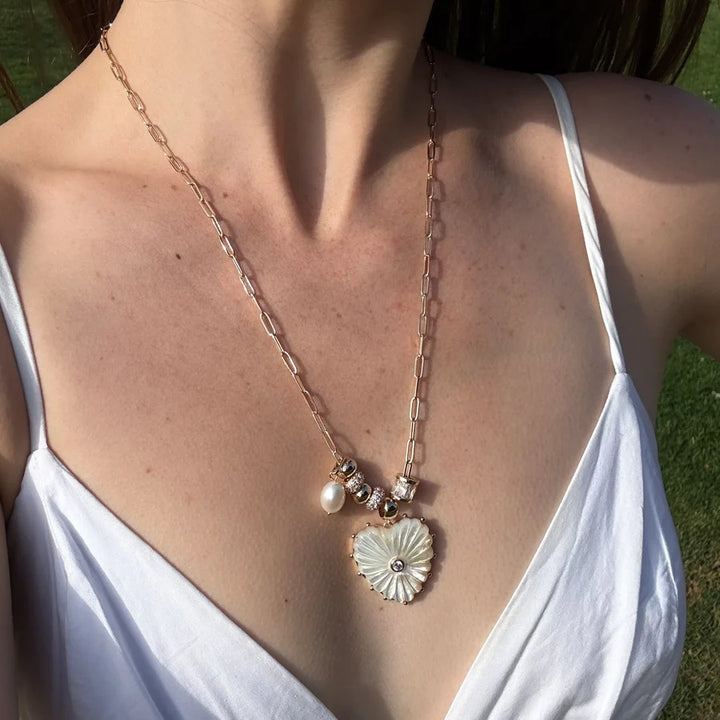 Soirée Mother Of Pearl Heart Necklace