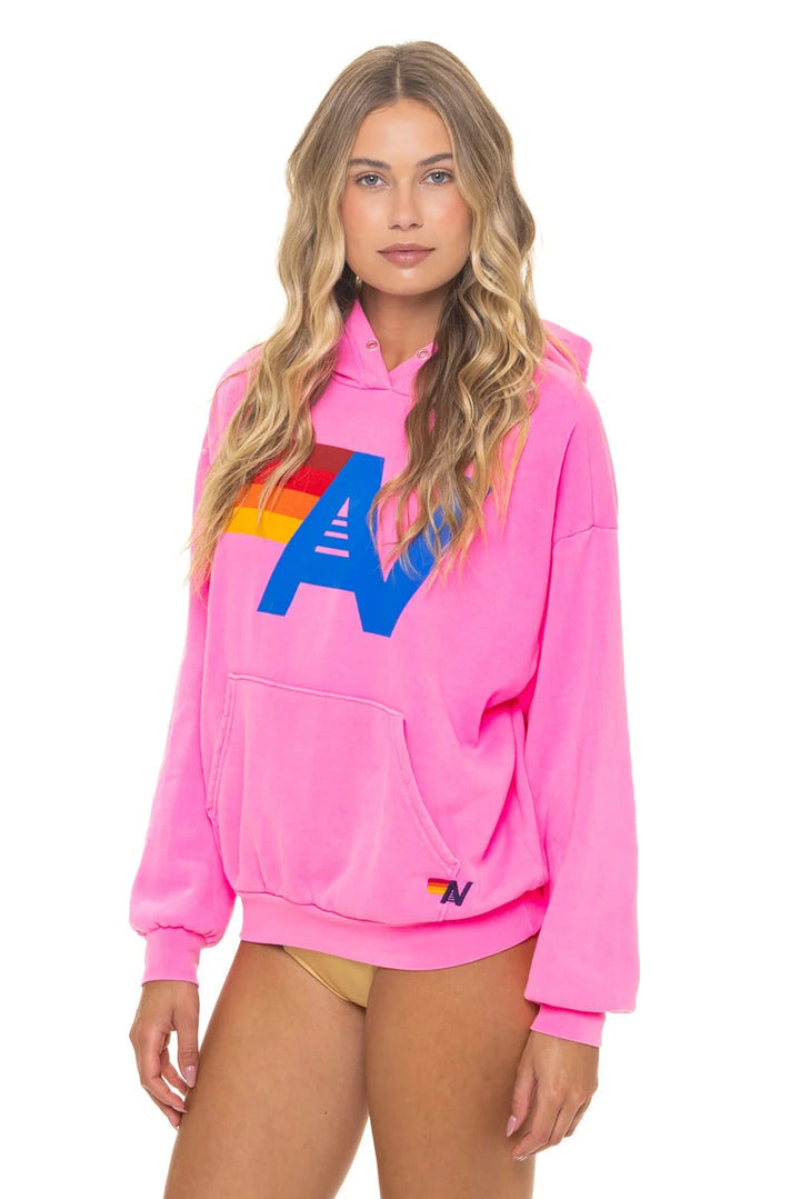 Logo Pullover Relaxed Hoodie in Neon Pink